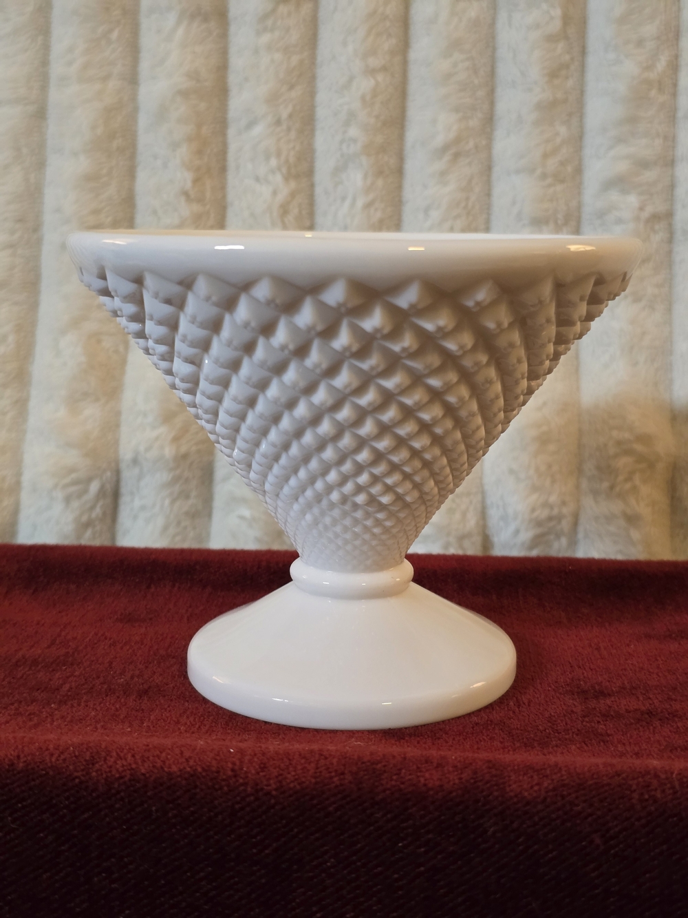 Vintage Imperial Glass Milk Glass Cape Cod Hobnail Pedestal Candy Dish Compote
